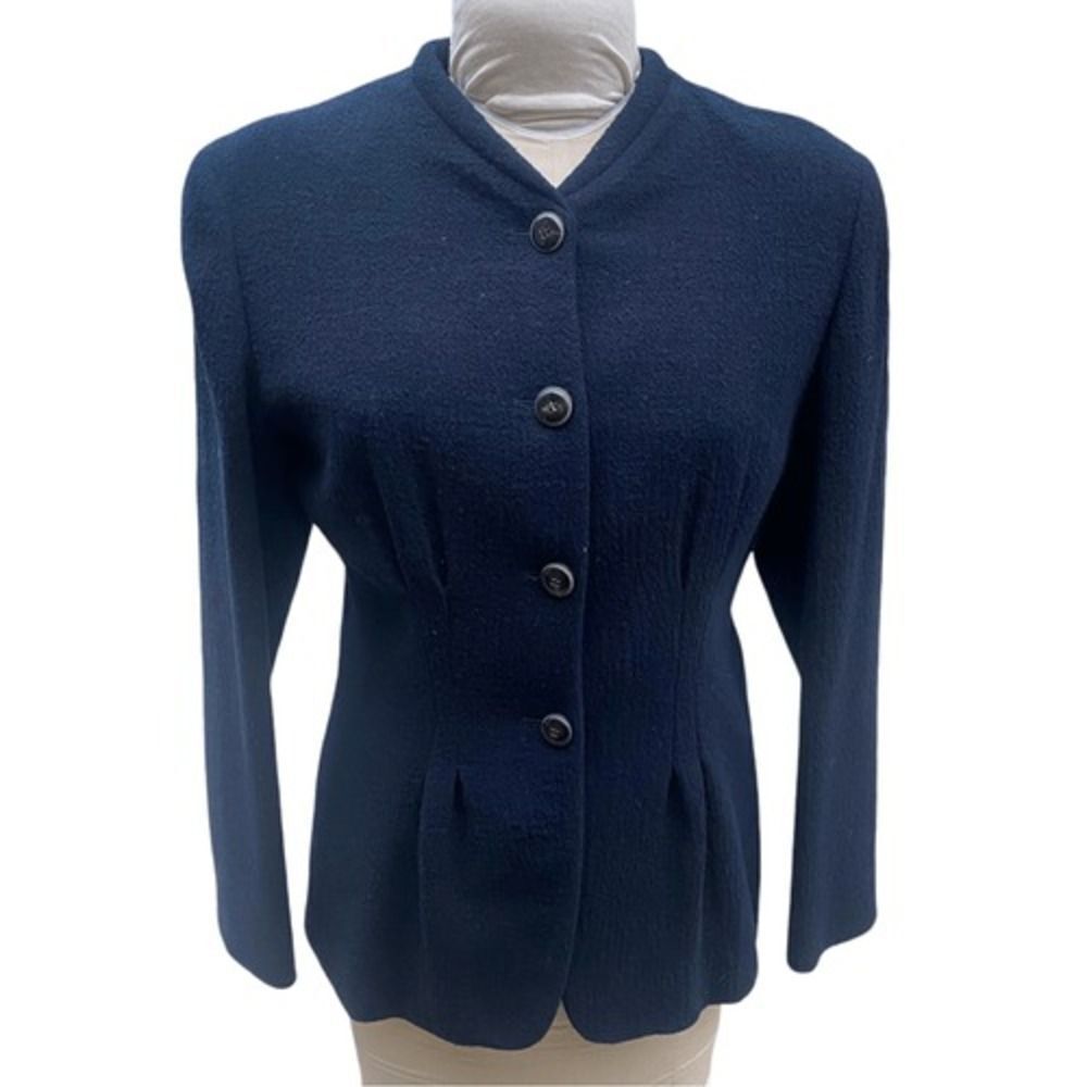 Joan & David Boucle Sz. 10 Navy Blue Made in Italy Vintage 1990's